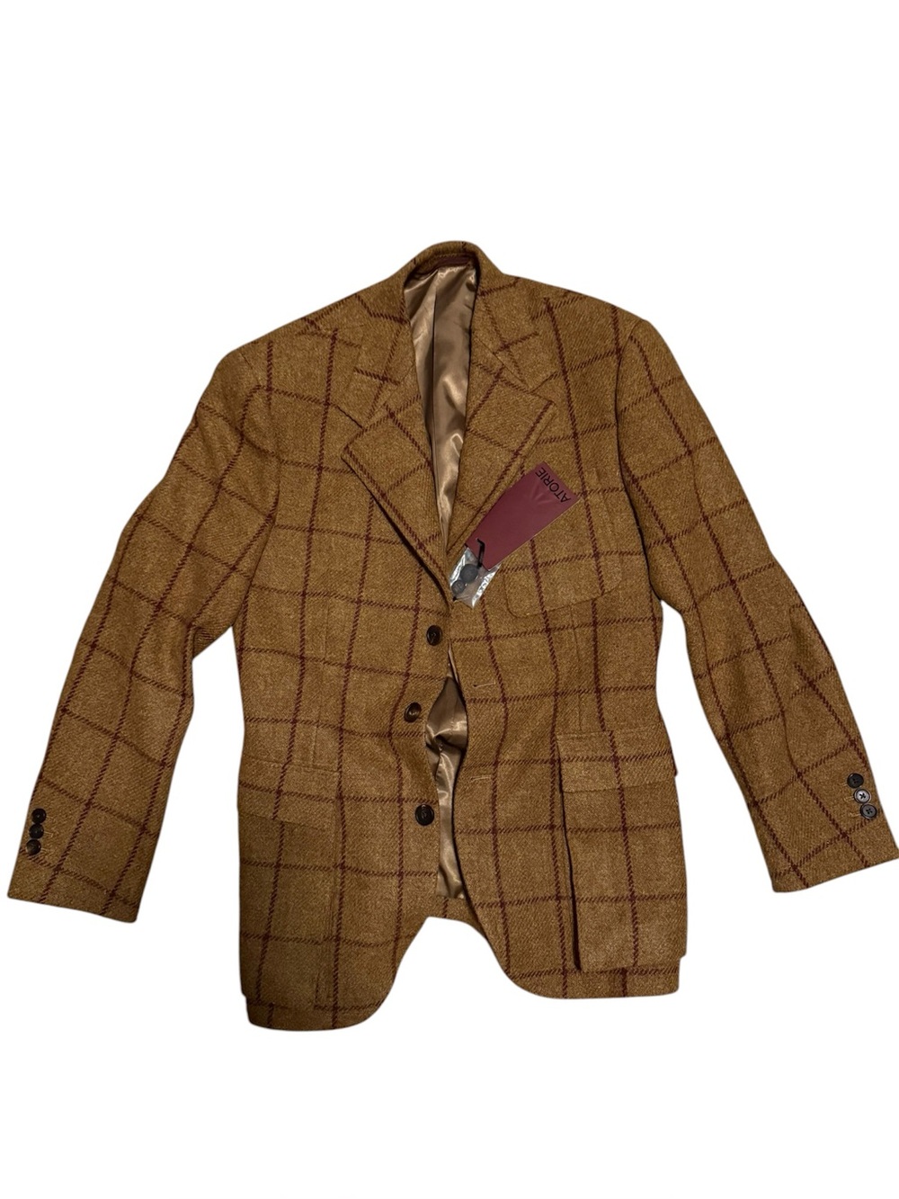 NWT Atorie Cultum Centennial 1930s Tweed Sport Coat Jacket Brown Plaid 50A